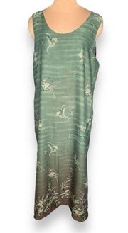 Vintage Impressions Of California Dress Reversible Green Sleeveless Floral Maxi