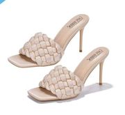 Cape Robbin Miella Stiletto Heels Nude Sip On Open Toe High Heel Braided Size 6