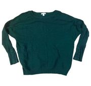 New York & Company forest green vertical ribbed drop shoulder sweater size XL