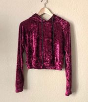 Emma & Sam crushed velvet cropped hoodie