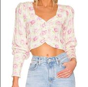 Love shack fancy floral white pink cardi