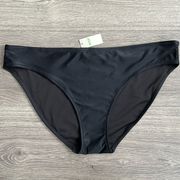 NWT AERIE Bikini Bottom Black Size XL Classic Fit Stretch Double Lined Beach