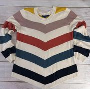 Apt 9 Jewel Tones Diagonal Striped Crewneck Long Sleeve Sweater Size XL