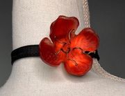 Alexis Bittar Carved Lucite Poppy Choker Necklace Sterling Silver Vintage Y2K