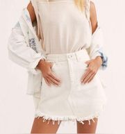 Free People We the Free Bailey Raw Fringe Hem Denim Mini Skirt