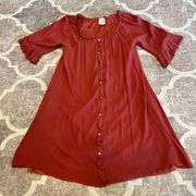 Naïf 3/4 sleeve bohemian mini dress size small rust colored