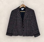 Collared Tweed Single Breast Blazer Size 14