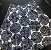 The limited Navy blue and White geometric circle print a-line skirt