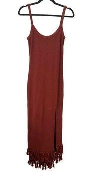 SAYLOR Fringe Knit Midi Dress Sz S