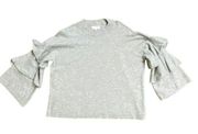 Mud Pie Gray Sweater with Tiered Bell Sleeves