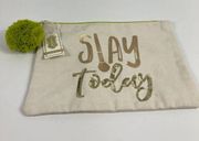 New, Mudpie Slay Today Pom Zip Pouch