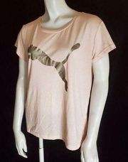 Puma Pink & Silver Short Sleeve Tee Shirt (S)