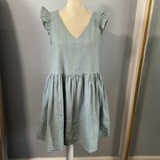 Listicle • cotton ruffle sleeve mini dress with pockets