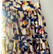 Diane von Furstenberg maxi size 4 tiered ruffle gorgeous flowy wide waist band