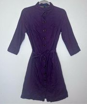 Boden Purple Linen Shirt Dress Size 10R Pre-owned