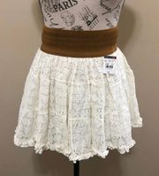 Cream Large Lace Skater Skirt