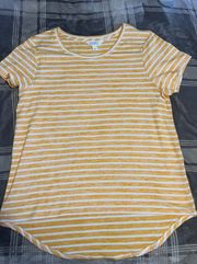 Women’s White And Yellow Striped T Shirt