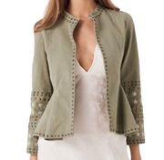 Spell & The Gypsy Matinee Eagle Back Studded Green Hi-Low Hem Jacket LARGE