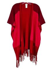 Cabi Firebrick Red Fringe Poncho Sz XS/S