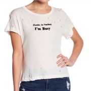 {Wildfox} NWT Cream Distressed Graphic Tee