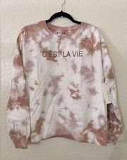 NWT LACAUSA (Anthropologie),C'est La Vie Tie Dye Crewneck Sweatshirt, Clay, S