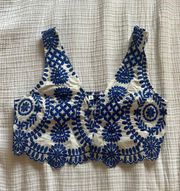 Blue and white Crop Top