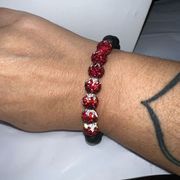 Erimish Red Crystal and Black Bead Bracelet