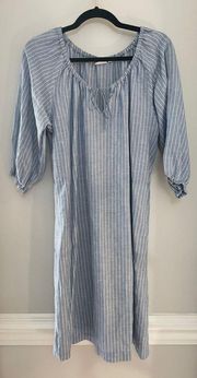 JW Anderson x Uniqlo Blue Pinstripe Lagenlook Linen Pocket Minimalist Dress M