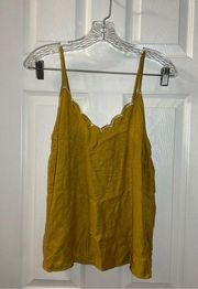 NWT Hem & Thread Mustard Yellow V Neck Scalloped Cami Tank size Small