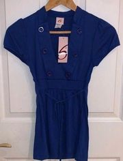 6° 6 Degrees Blue Button Tie Top