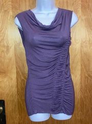 Purple Design History Ruched Cap Sleeve Tank Top Size XS