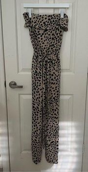 Guess Strapless Animal Print Jumpsuit