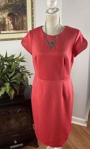 Shelby & Palmer Women Red Casual Dress 8 Short Sleeve Split Hem One Side Sheath