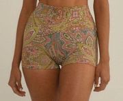 Montce x Free People Ali Paisley Active Swim Micro Bikini Bike Shorts Size Small