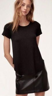 Wilfred Free Aritzia Esther Short Sleeve Round Hem Light Sweater Black Sz Medium