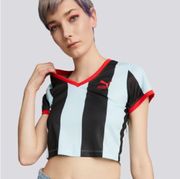 Puma x Dua Lipa Crop Top in blue and black stripe Size XL