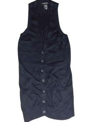 New York & Co V-Neck Slouchy Button Up Sweater Sleeveless Cardigan Black XS NWOT