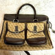 Dooney and Bourke Vintage 90s Handbag, Tan and Saddle Brown Leather Bag