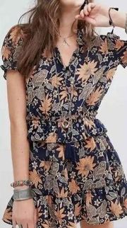 NWT Tularosa bohemian floral ruffle waist Colleen mini dress