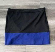 Armani Exchange Mini Skirt Size L Black Blue Color Block Zip B1