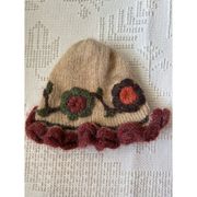 Peruvian Trading Company Women's Knit Hat Floral Boho CottageCore Winter Ski