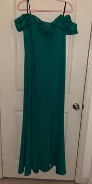 Macy’s Green Off The Shoulder Formal Dress