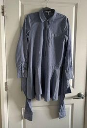 Derek LAM 10 CROSBY Poplin Shirt Dress Tie Waist 8