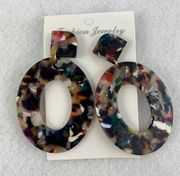 Oval acrylic post earrings