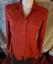 Ann taylor loft stretch, red long sleeve shirt size 8
