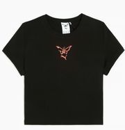 X Dua Lipa Black Slim fit Crop T shirt W/ Butterfly and  logo size XS