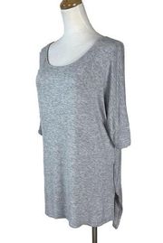 Women’s Medium Grey Blouse Side Bottom Zippers Zenana Outfitters Shirt Top