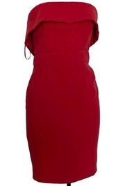 JAYGODFREY Red Strapless Minidress with Peplum Neckline Size 2