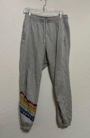 Fabletics Pride Rainbow Stripe Secure Pockets Sweatpants Heather Gray L