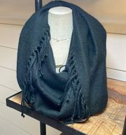 New York & Company Black Infinity‎ Scarf with Fringe Detailing